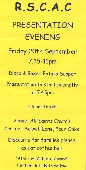 2013 Club Presentation Evening Flyer